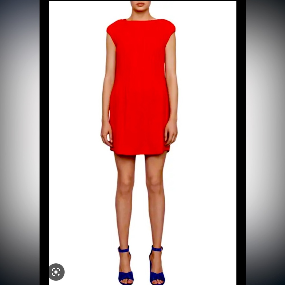 MAJE NWT red pleated cap-sleeve dress